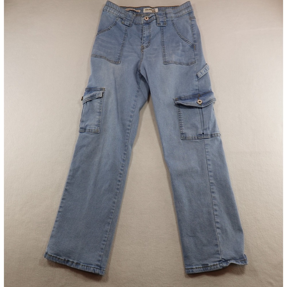 Celebrity Ace Jeans Size 7/28 Blue 90s Skater‎ Cargo Pockets Y2K Grunge